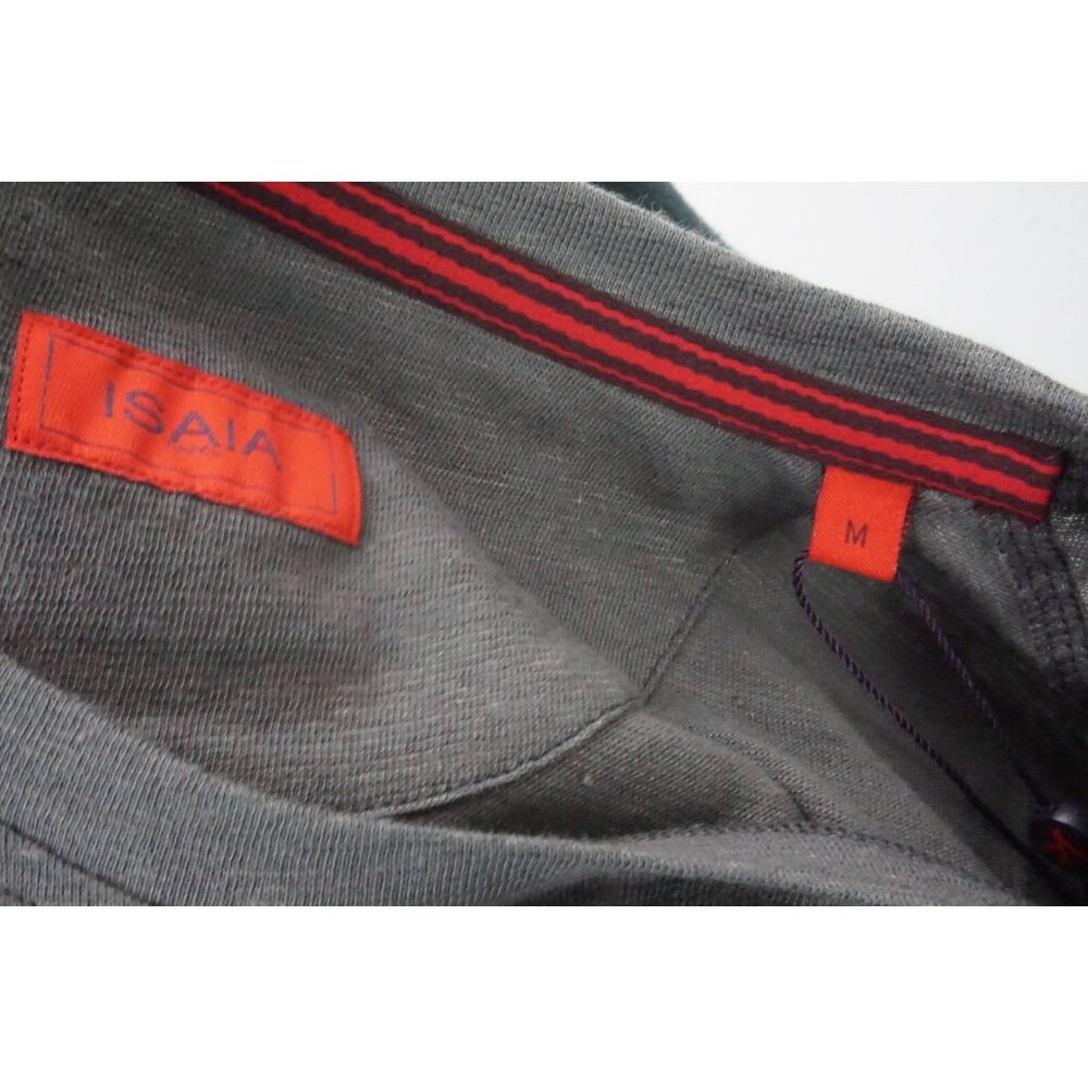 Isaia Napoli Solid Gray 100% Linen Short Sleeve T Shirt Sz M  Brand New - Picture 5 of 6